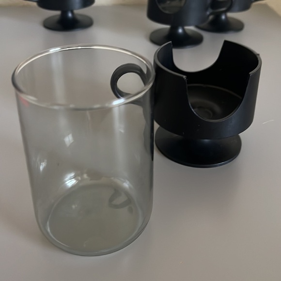 Vintage Compatible Corning Glas-Snap Plastic Handled Glasses Lot of 4 Coffee - Picture 5 of 9